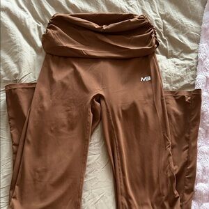 Brown fold over minibeast wide leg yoga pants